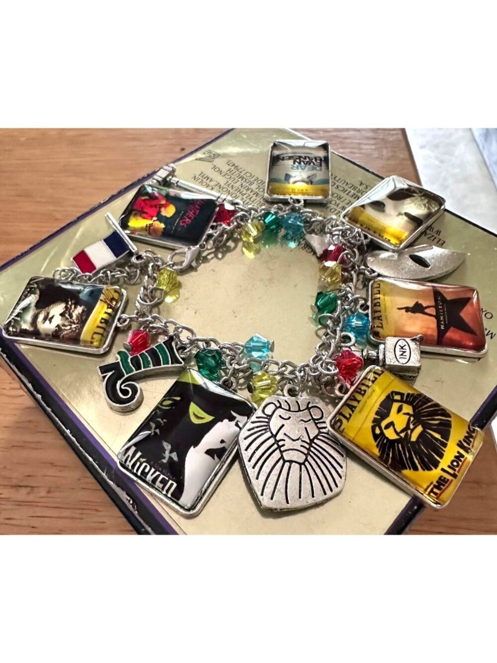 NYC Broadway  Musicals Playbills Charm Bracelet Wicked Hamilton Lion King New
